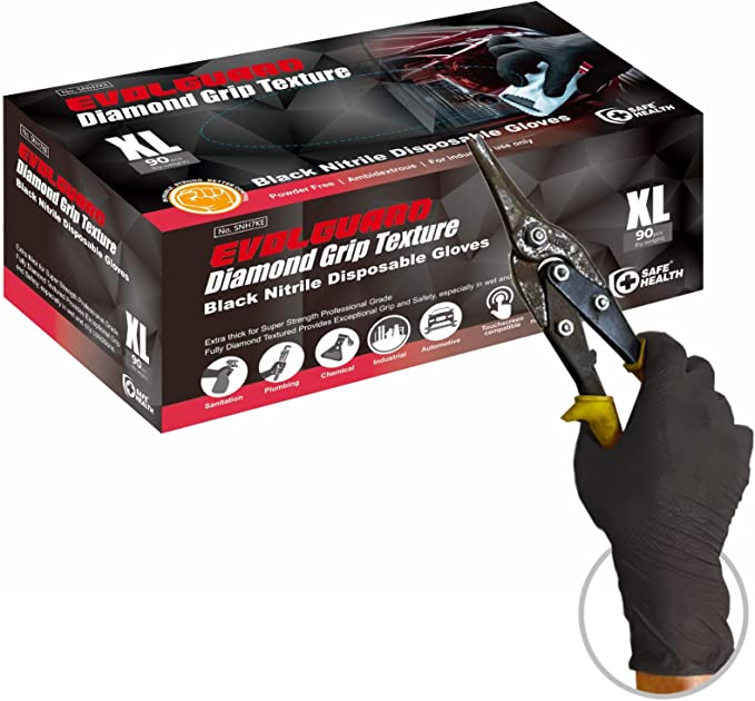 Black Diamond Grip Heavy Duty Nitrile Gloves (Industrial)