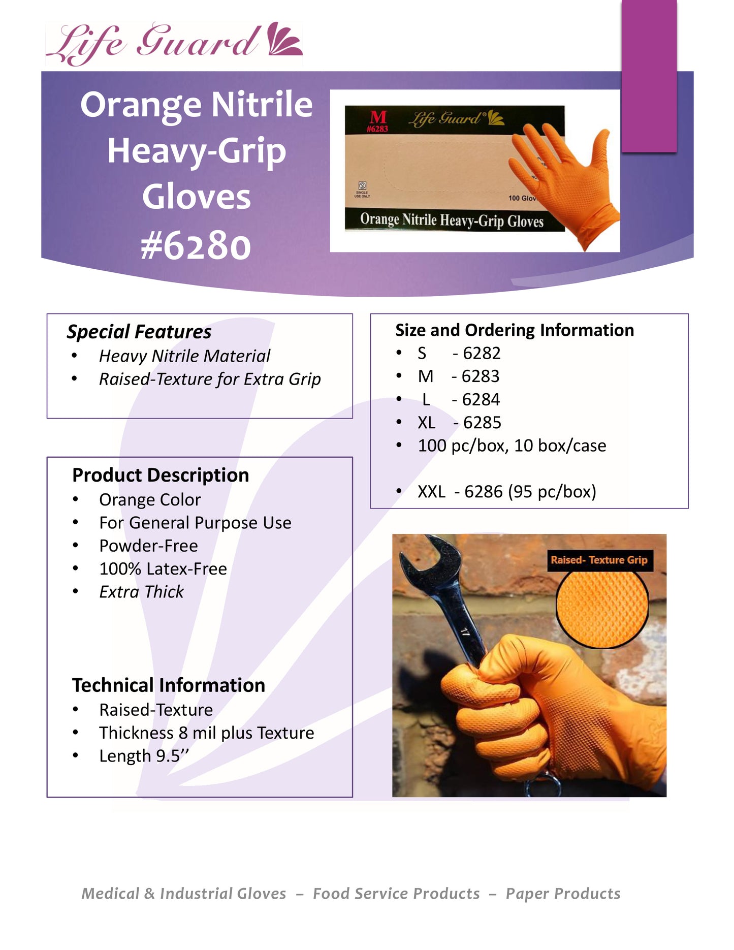 Orange Diamond Grip Nitrile Gloves (Industrial)
