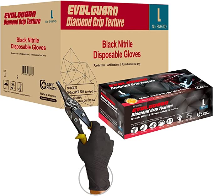 Black Diamond Grip Heavy Duty Nitrile Gloves (Industrial)
