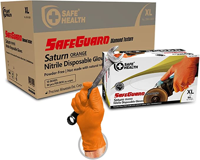 Shop Orange Diamond Grip Nitrile Gloves - FREE SHIPPING
