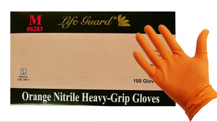 Orange Diamond Grip Nitrile Gloves (Industrial)