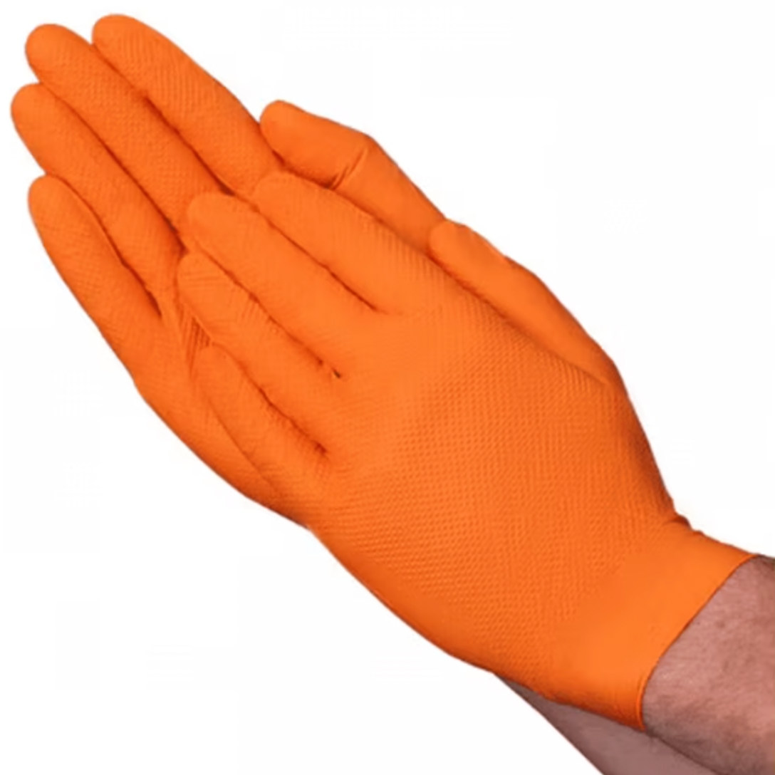 Orange Diamond Grip Nitrile Gloves (Industrial)
