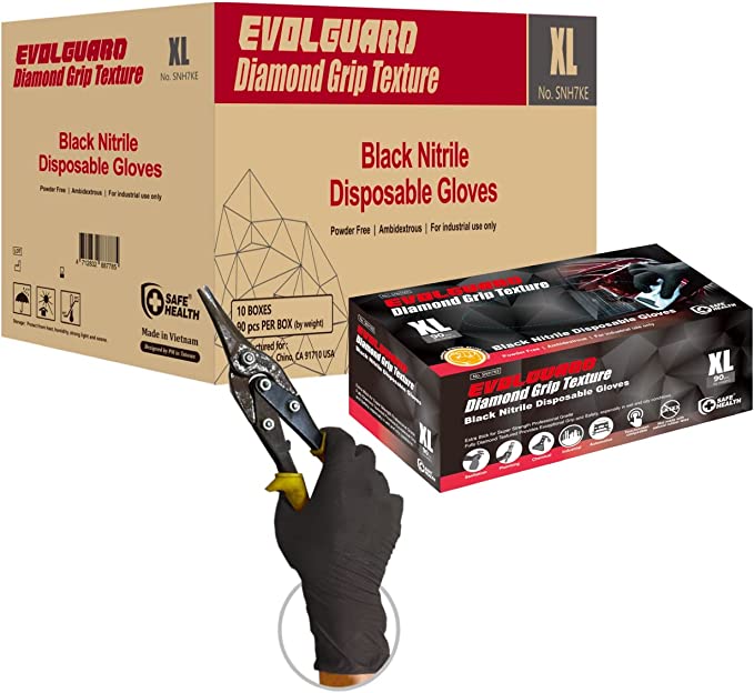 Shop Black Diamond Grip Nitrile Gloves Industrial Strength FREE Ship