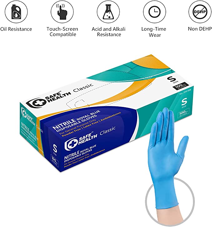 Buy Blue Nitrile Gloves Industrial Strength FREE Shipping