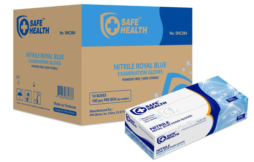nitrile royal blue color examination gloves with box