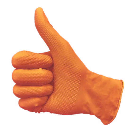 Orange Diamond Grip Nitrile Gloves (Industrial)